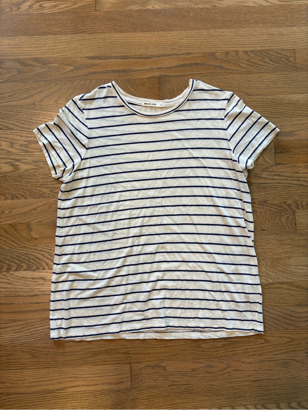 Marine Layer White Tee with Navy Stripes